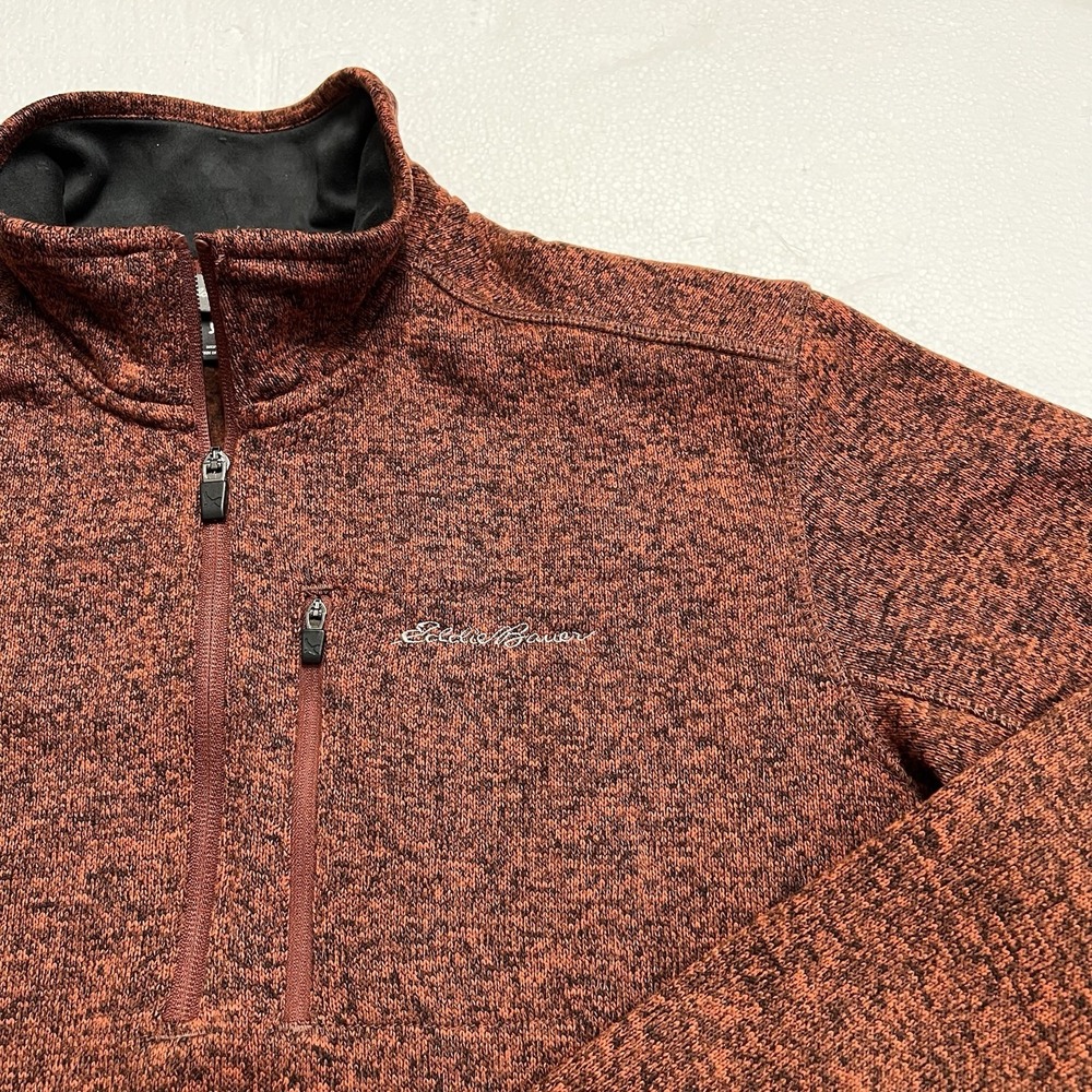 Eddie‎ Bauer Sweater Mens Dark Orange Outdoors 1/4 Zip Sweatshirt Casual Size L